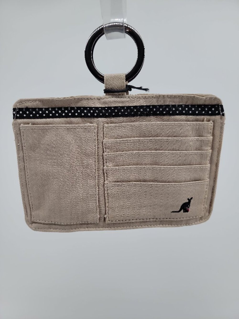 NWT Pouchee Purse Organizer Wallet Insert Beige Kangaroo Ring Handle
